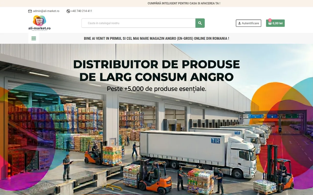 Captură din site-ul ali-market.ro — Retail alimentar și produse de uz casnic